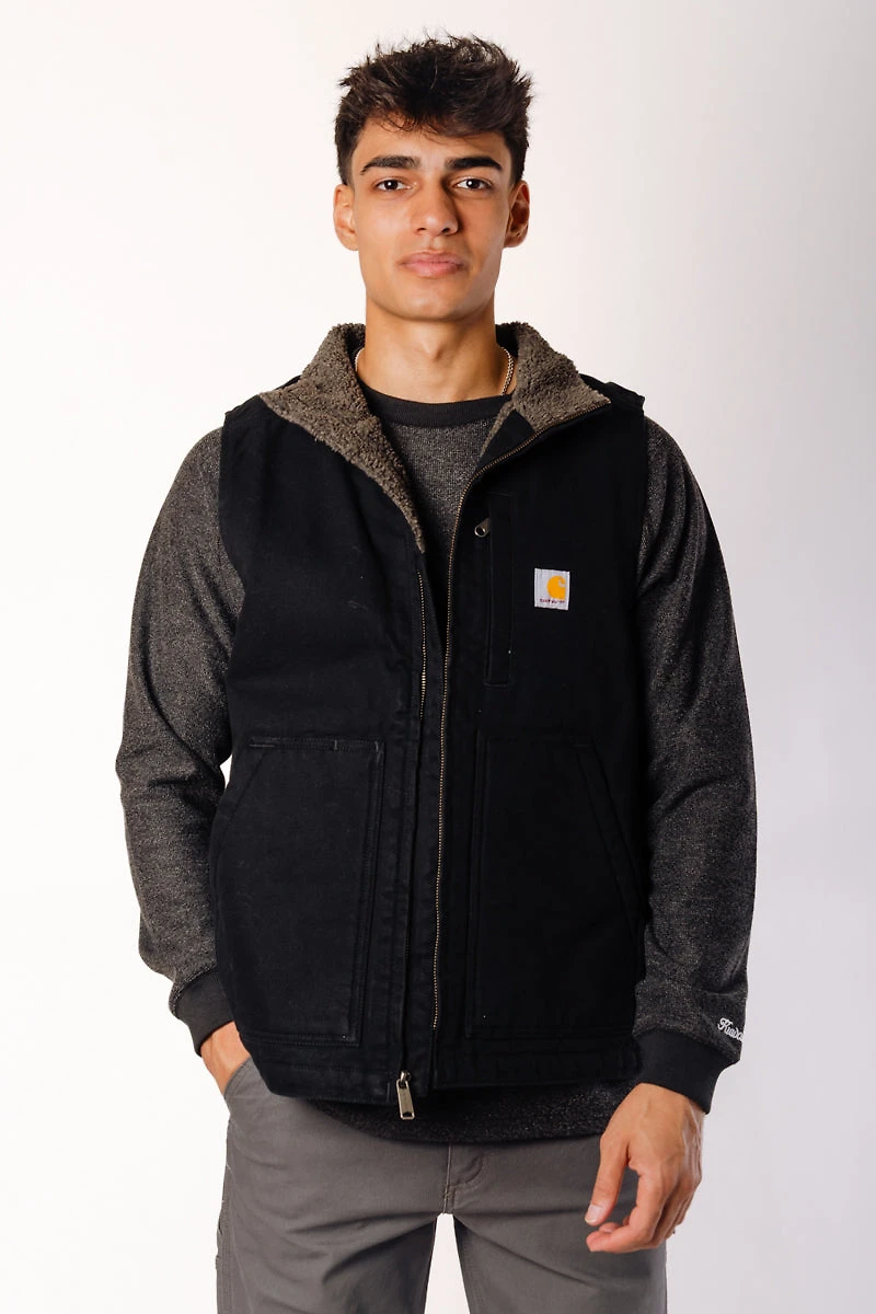 Loose Fit Sherpa-Lined Vest