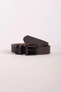 Matte Black Buckle Leather Belt