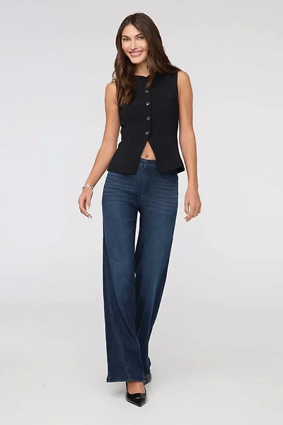 No Sweat Denim High Rise Wide Leg