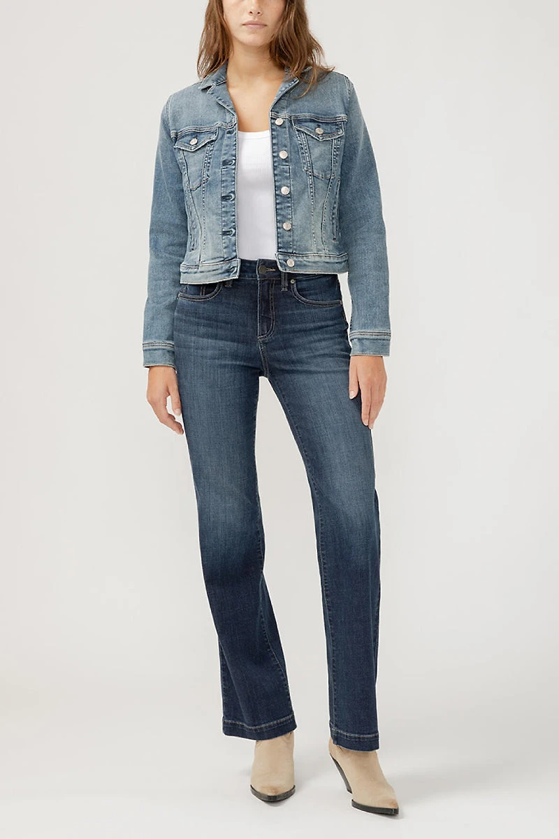 Notched Crop Jean Jacket