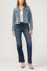 Notched Crop Jean Jacket