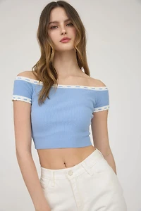 Off-Shoulder Knit Crop Top