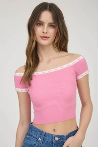 Off-Shoulder Knit Crop Top