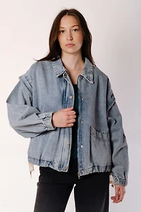 Oversize Denim Bomber Jacket