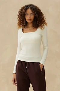 Peachy Rib Square Neck Top