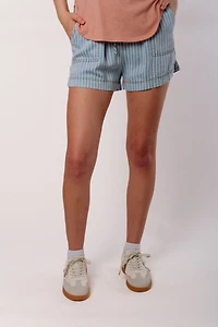 Pinstripe Chambray Shorts