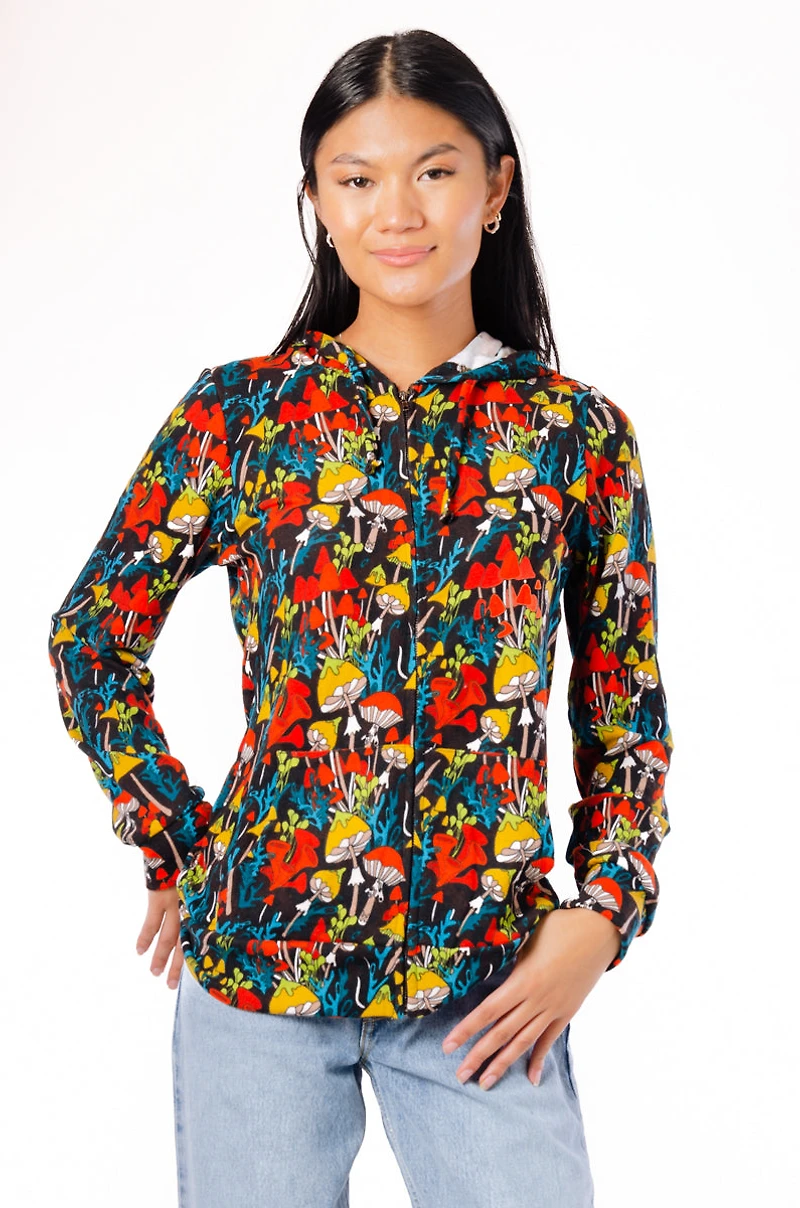 Rainbow Mushrooms Zip-Up Hoodie