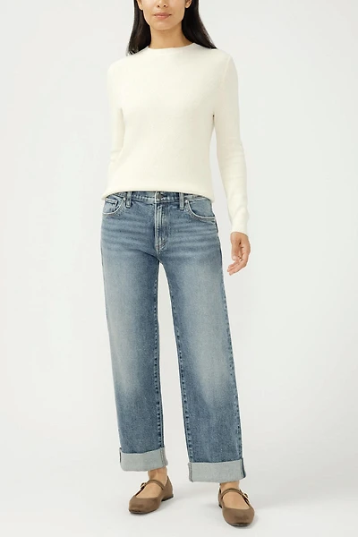 Relaxed Mid Rise Straight Leg Jeans