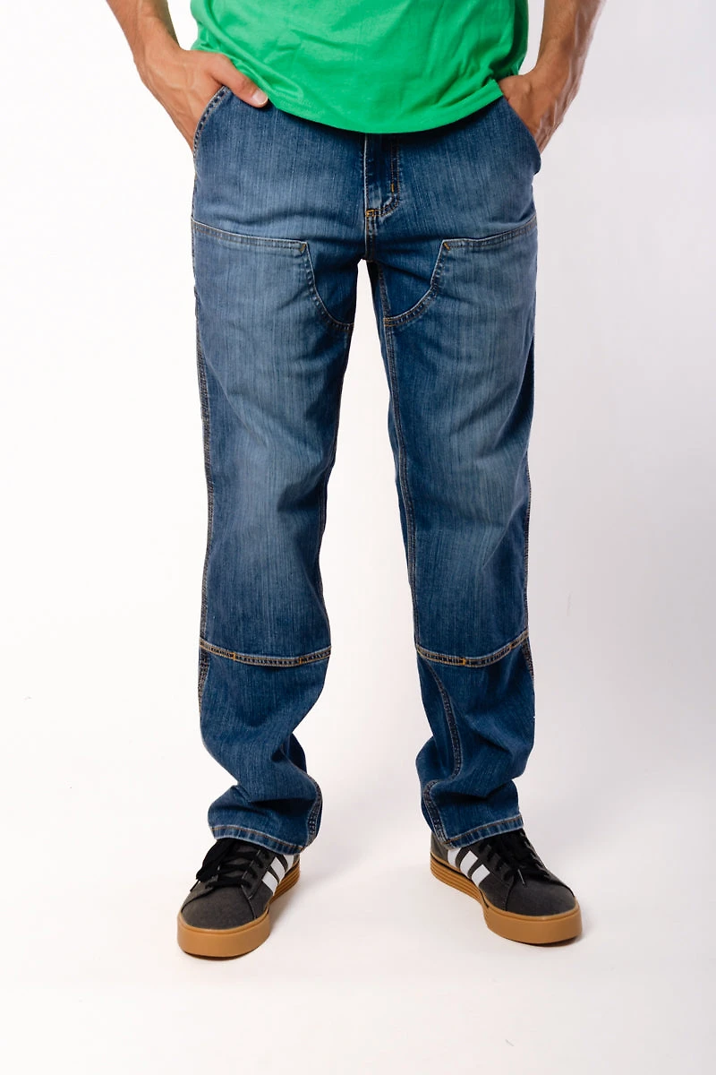Relaxed Straight Double Denim Pants