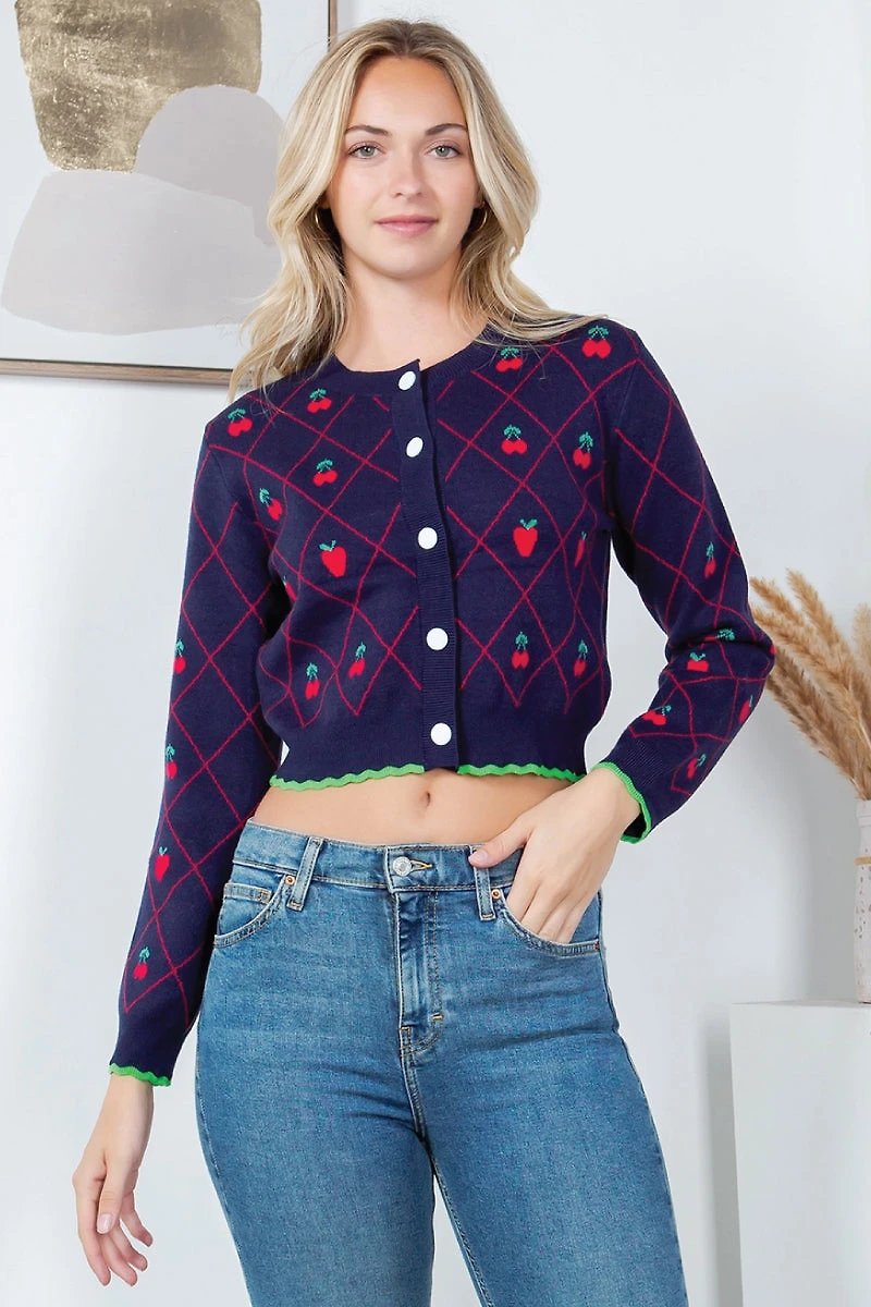 Retro Strawberry Cardigan