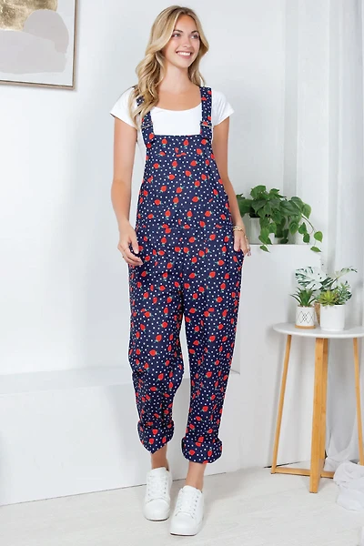 Retro Strawberry Corduroy Overalls