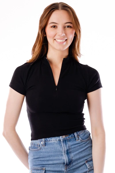 Rip Zip Mock Neck Top