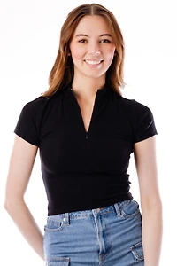 Rip Zip Mock Neck Top