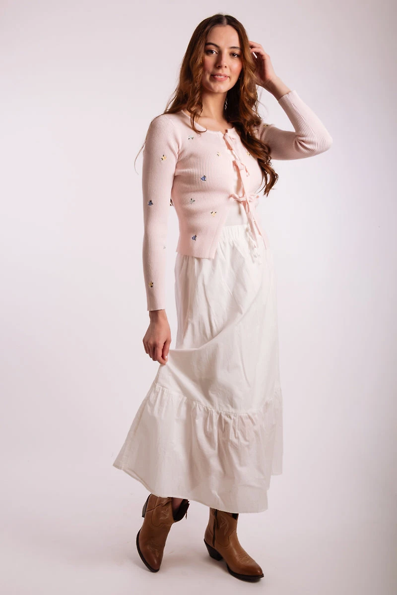 Ruffle Hem Midi Skirt