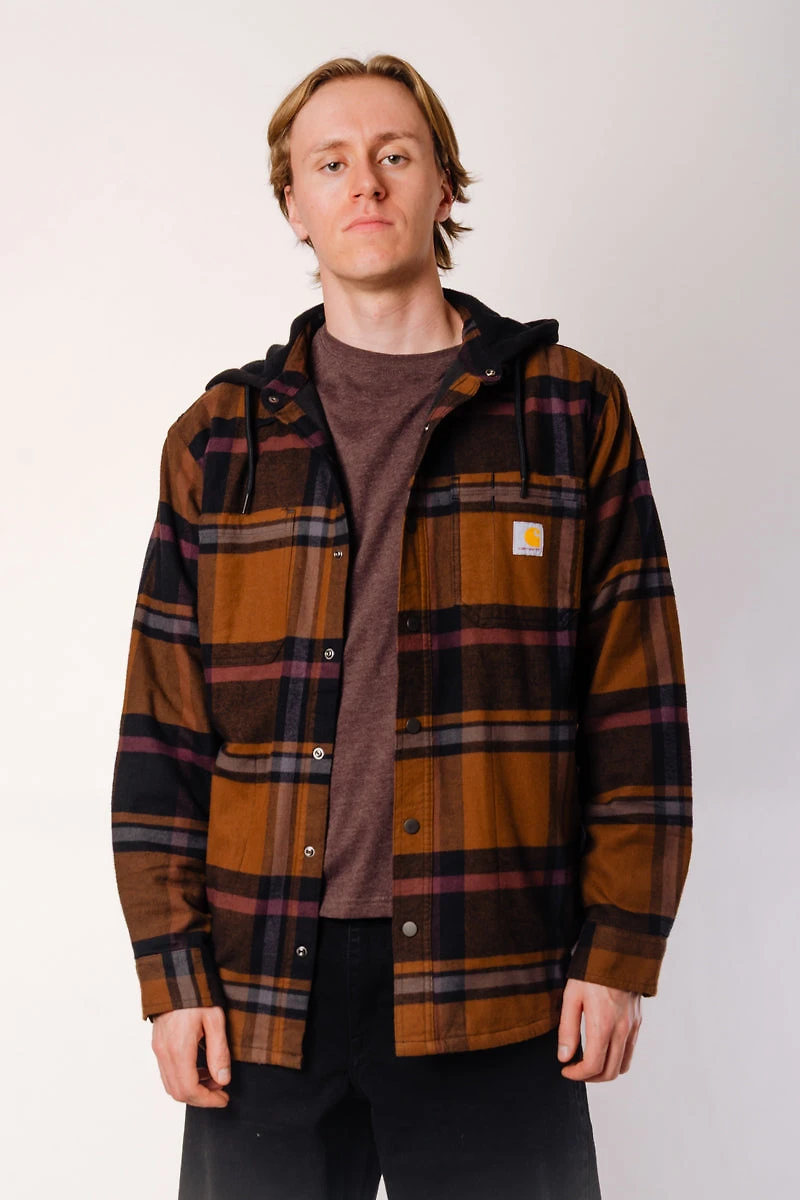 Rugged Relaxed Flannel Hoodie Shacket