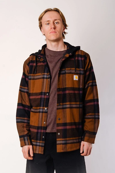 Rugged Relaxed Flannel Hoodie Shacket