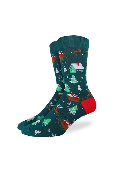 Santa On A Sled Sock