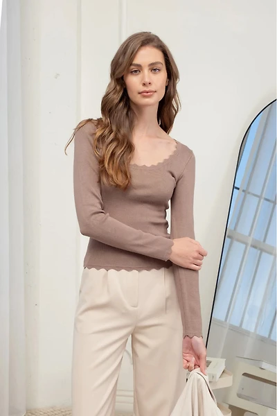 Scalloped Knit Sweater