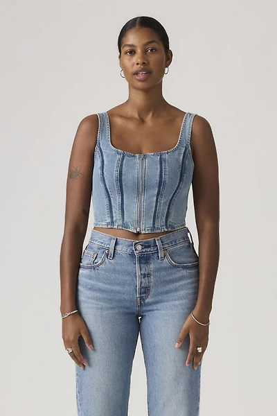 Seamed Zip Bustier Top