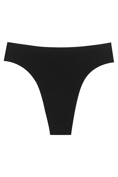Seamless High Rise Thong - Black