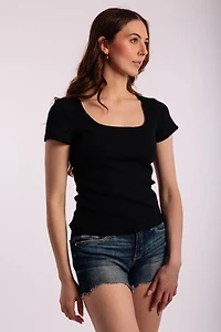 Selena Rib Squareneck Tee