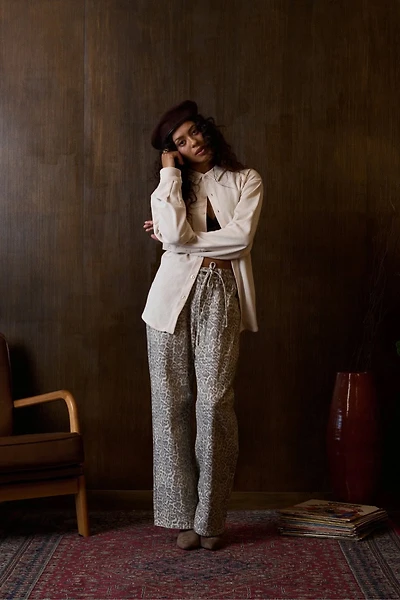 Shelly Leopard Wide Leg Jeans