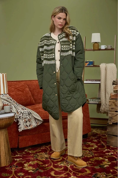Sherpa Detail Quilted Puffer