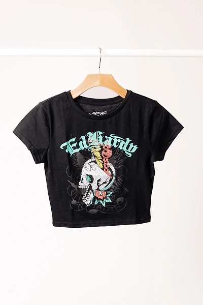 Skull Butterfly Rhinestone Baby Tee