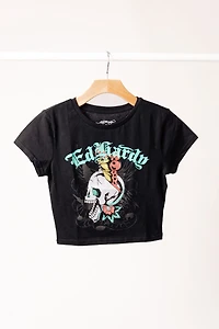Skull Butterfly Rhinestone Baby Tee