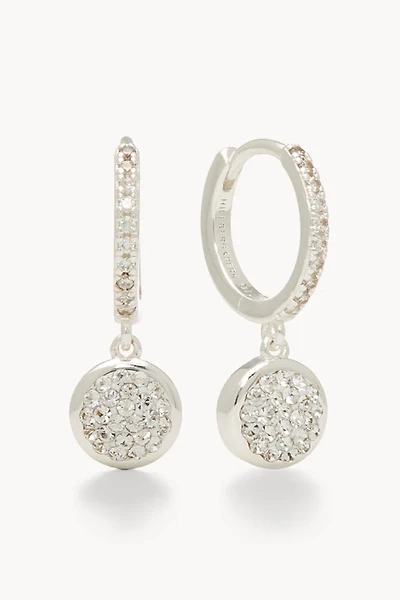Sparkle Bezel Hoop Earrings - White