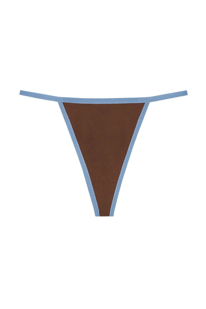 String Thong - Brown / Sky Blue