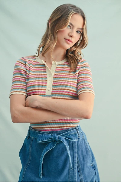Striped Knit Polo