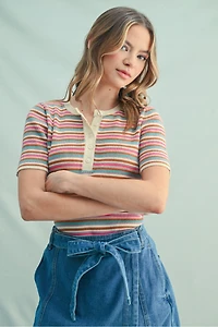 Striped Knit Polo