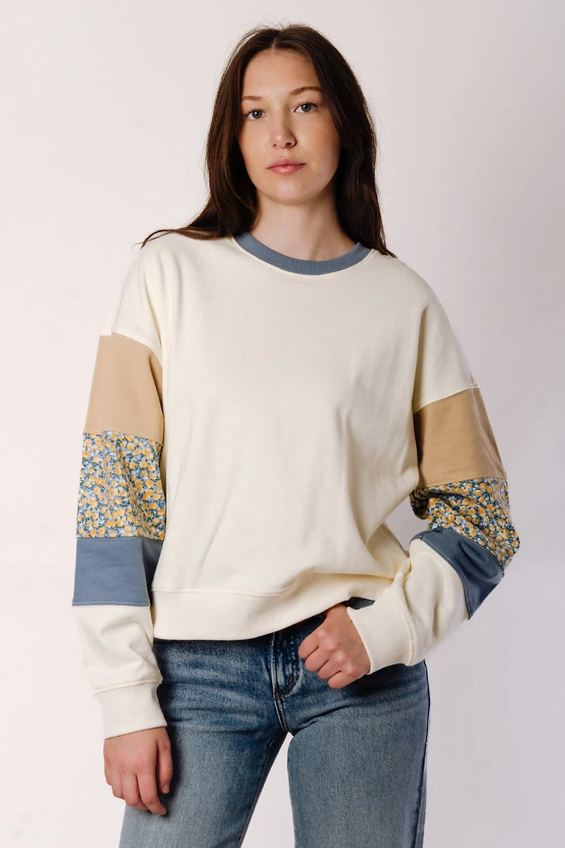 Striped Sleeve Crew