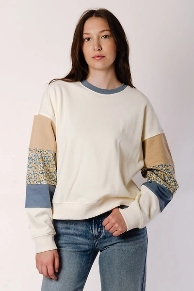 Striped Sleeve Crew