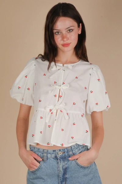 Tie Front Cherry Blouse