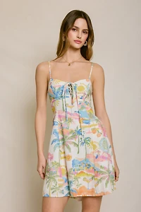 Tropical Print Mini Dress