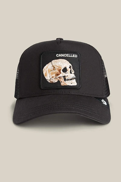 Unisex Cancelled Skull Trucker Hat