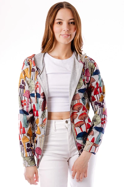 Whimsical Mushroom Zip-Up Hoodie