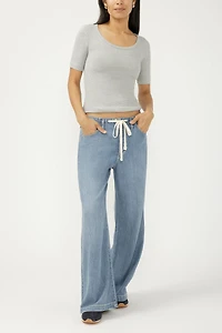 Wide Leg Drawstring Beach Jeans