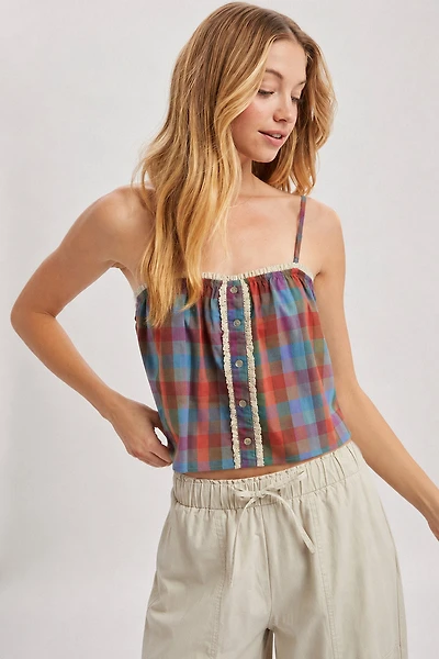 Rainbow Plaid Cami Top