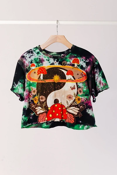 Yin-Yang Mushroom Tie-Dye Crop Tee