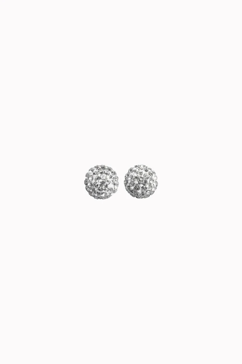 6mm Sparkle Ball Earrings- White