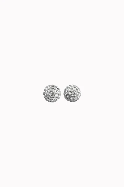 6mm Sparkle Ball Earrings- White