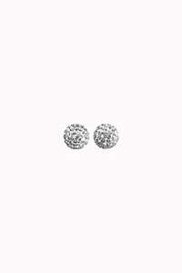 6mm Sparkle Ball Earrings- White
