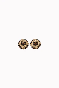 8mm Sparkle Ball Earrings - Leopard