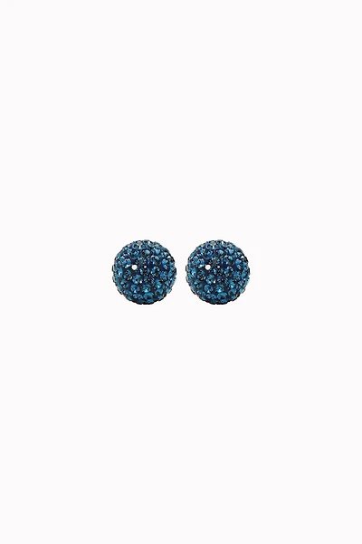 8mm Sparkle Ball Earrings - Sapphire