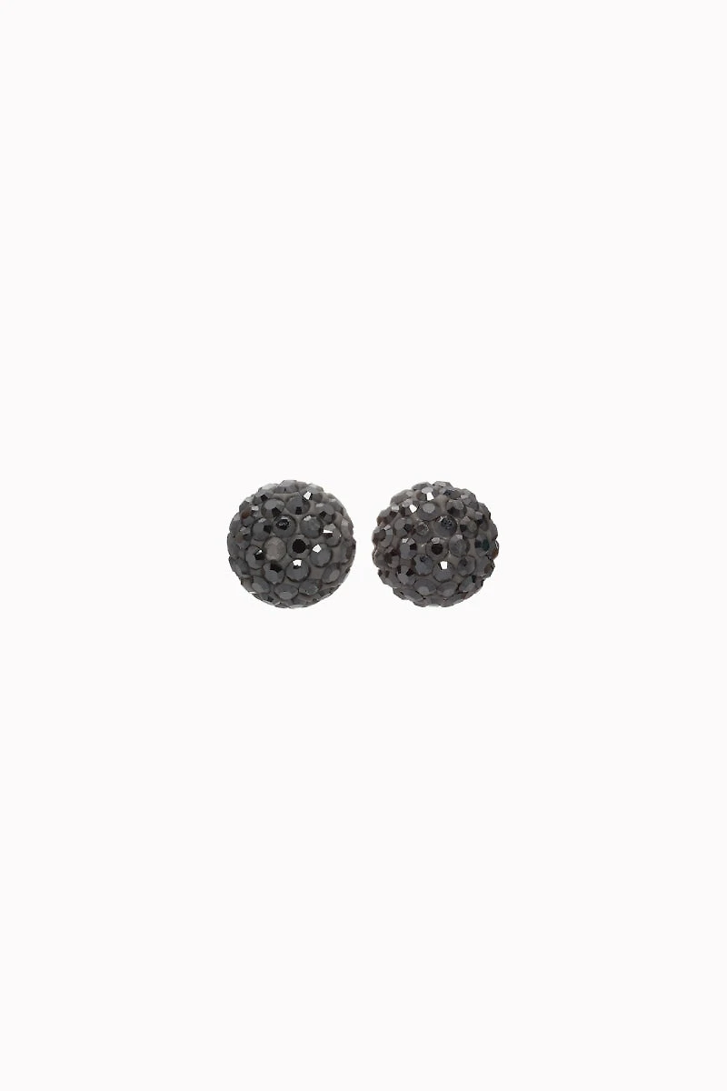8mm Sparkle Ball Earrings - Hematite