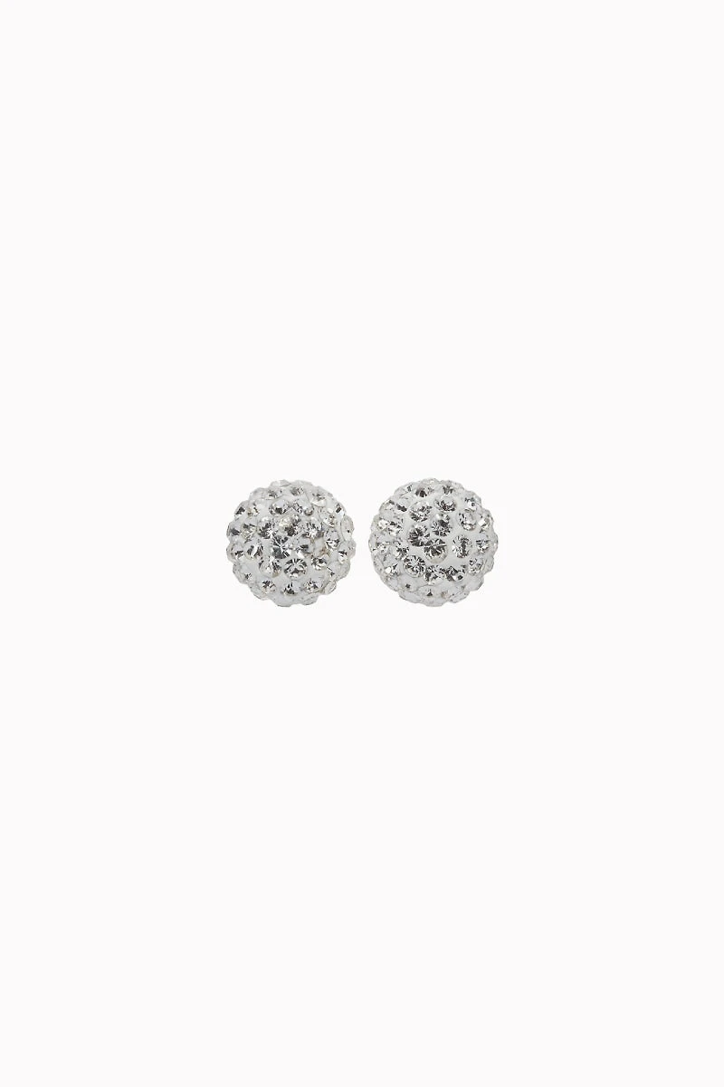 8mm Sparkle Ball Earrings- White