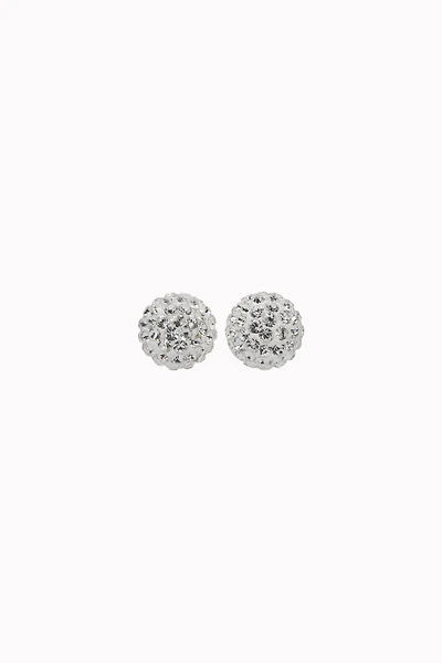 8mm Sparkle Ball Earrings- White